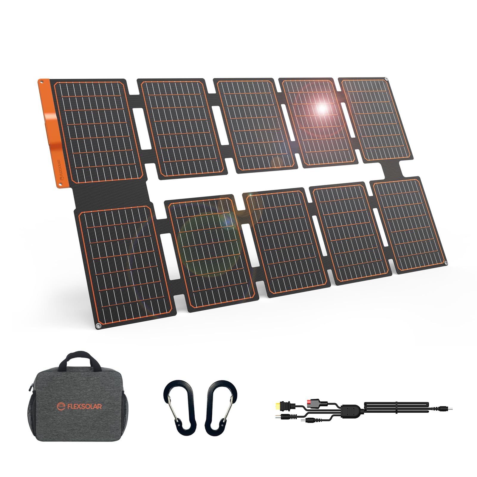 FlexSolar 100W Portable Solar Panel - 24% High Efficiency QC3.0 USB-A/C/DC | IP67 Waterproof Solar Charger for Small Power Station, Camping, RV & Emergency