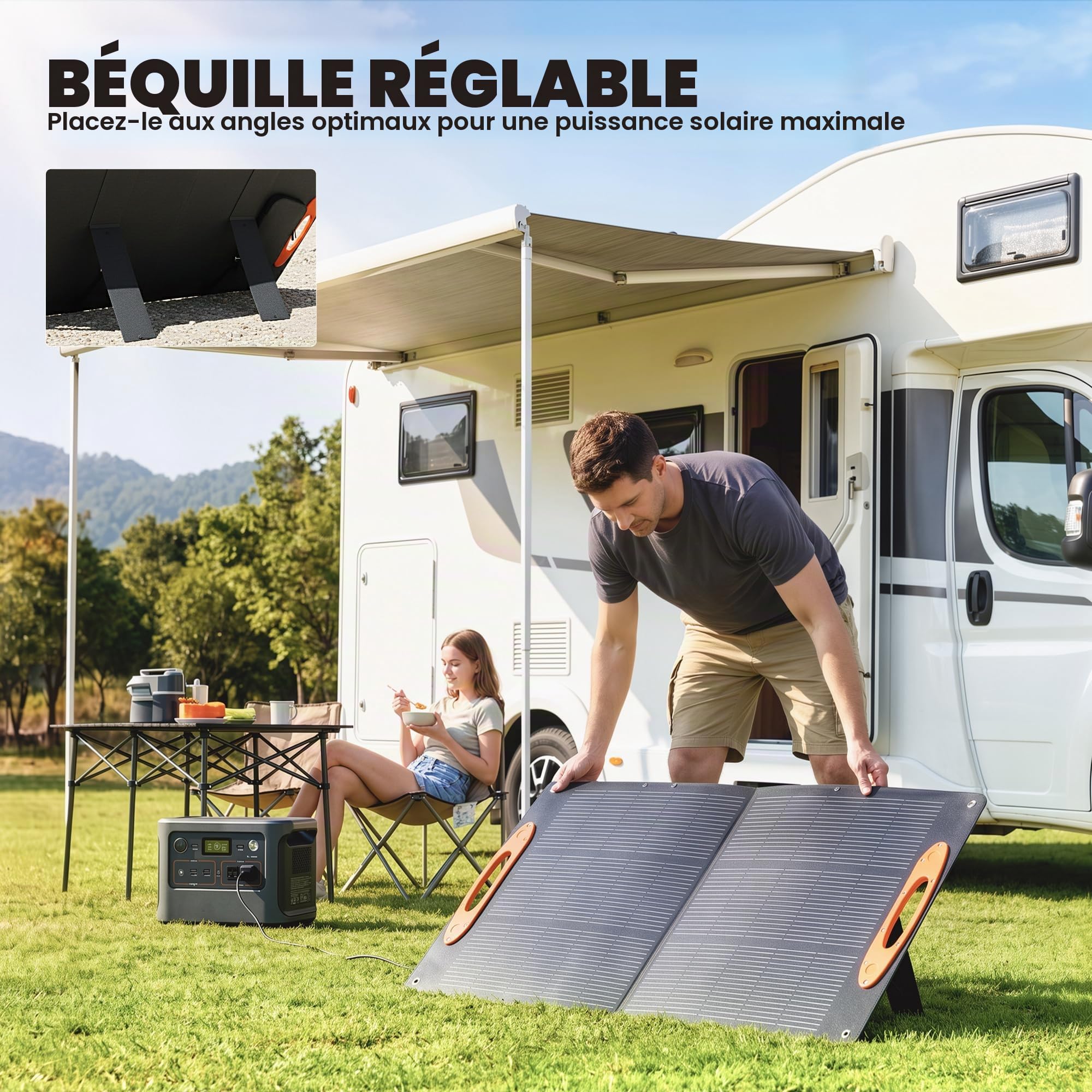 HOMCOM Panneau Solaire Pliable 100W USB-A & USB-C