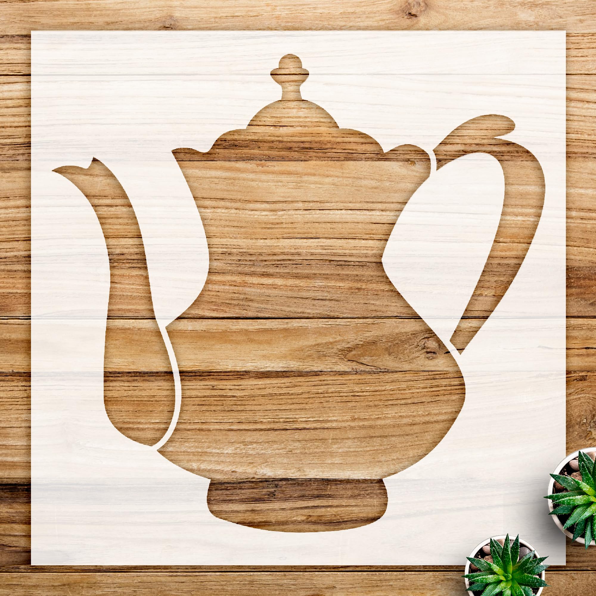 Teapot Stencil Pattern for Crafts and Home Decor, Reusable Mylar Template, Ideal for Painting Wood Signs and Creating Whimsical Designs - Size A2 (16.5