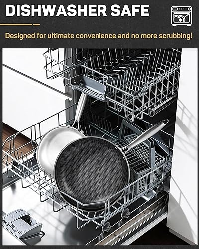 Miniatura 5 de Sartén antiadherente de acero inoxidable, sartén híbrida de cerámica de 10 pulgadas, mango que se mantiene fresco, libre de PFAS y PFOA PTFE, apto