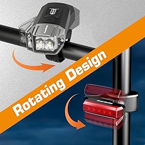 EverBrite Bike Lights for Night Riding, Rechargeable Bicycle Lights Front and Rear, 5+4 Light Modes, Bike Light Set with Charging Indicator, Waterproof Rotatable Headlight for Bike, Bike Accessories