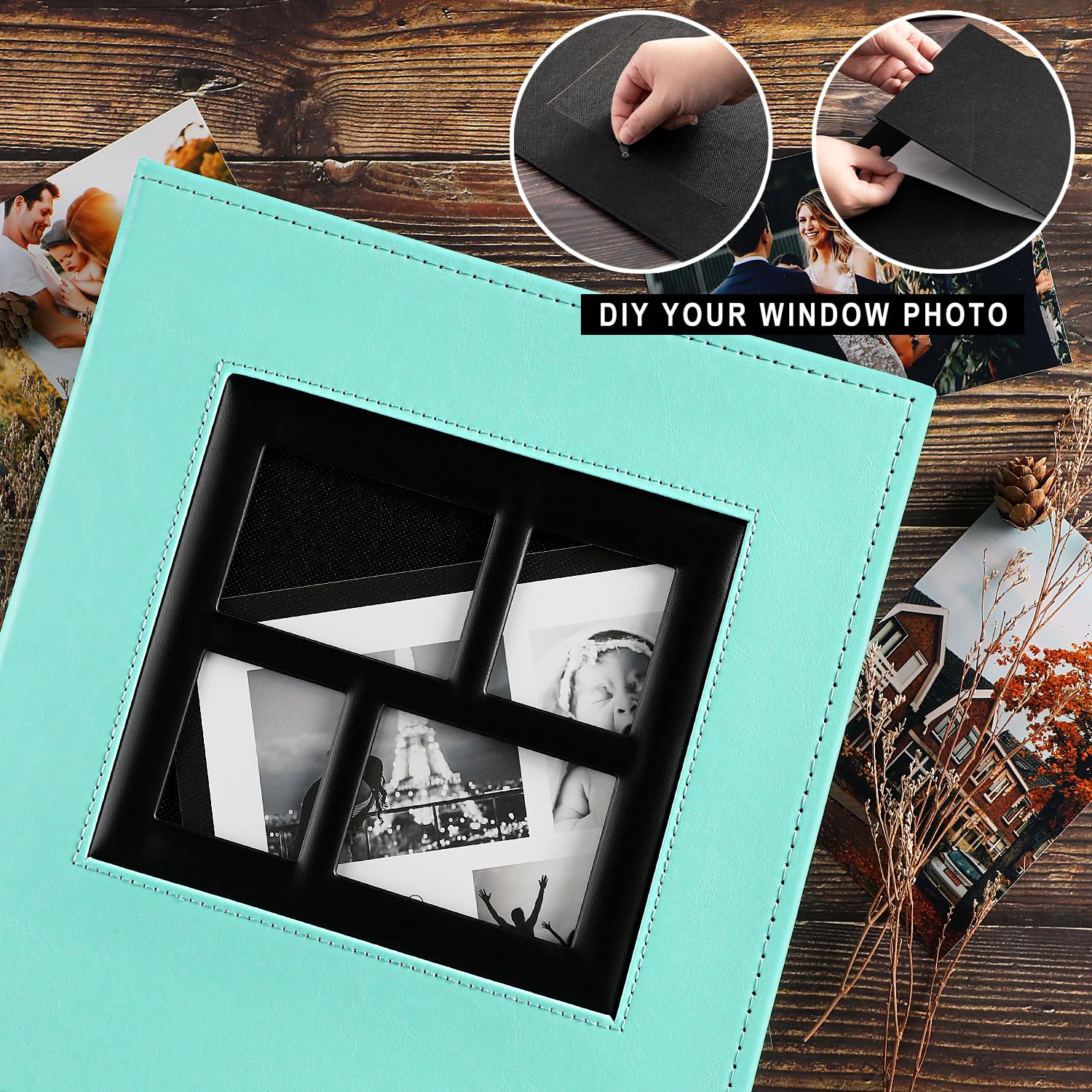 Ywlake Album Fotografico 10x15 600 Tasche, Cuoio Album Foto Portafoto Verticale Orizzontali Tascabile Tasca Teal