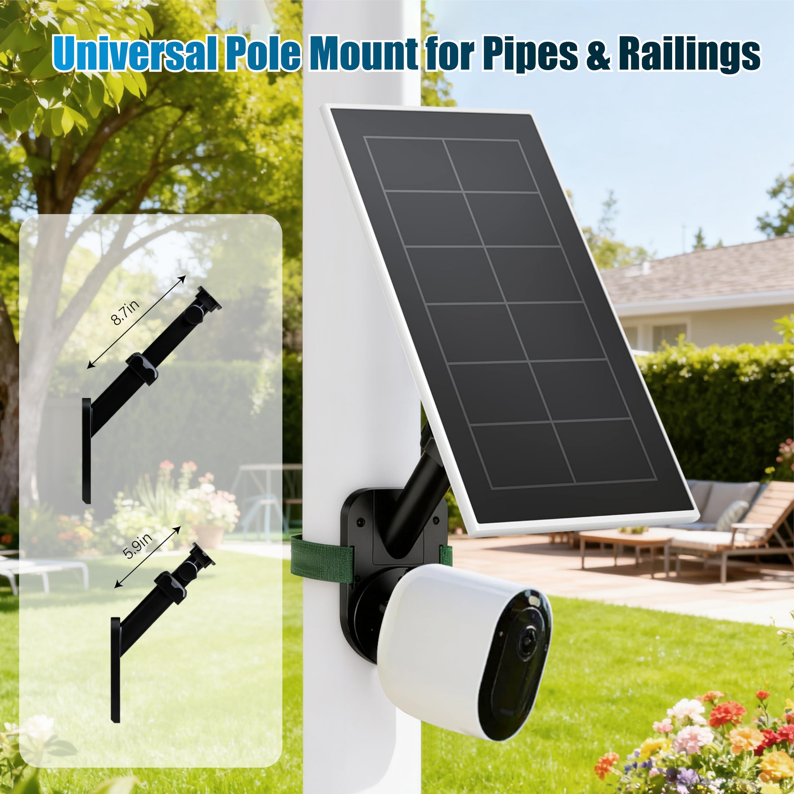 Uchwyt ścienny 2 w 1 do Ring Spotlight Cam Pro/Plus, Stick Up Cam i paneli słonecznych, uniwersalna śruba 1/4" do Arlo, Eufy, Wyze i innych kamer słonecznych i ładowarek