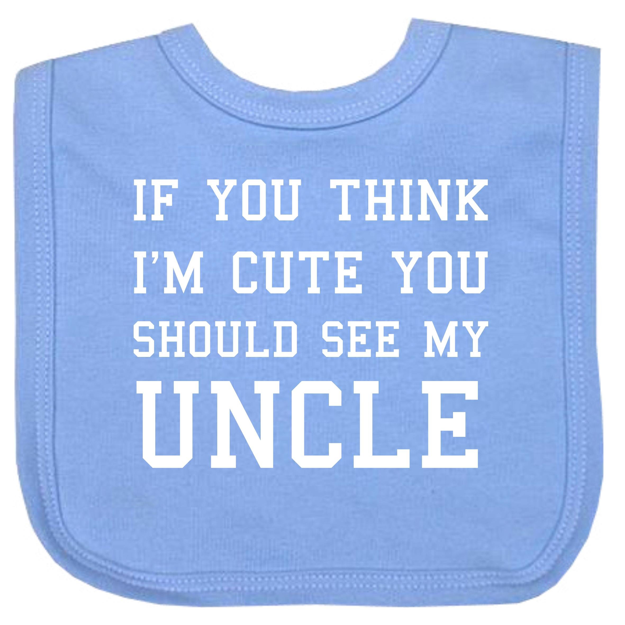 Babyprem Sky Blue Baby Hook And Loop Fastening Bib Clothes If You Think I'm Cute See My Uncle Blue