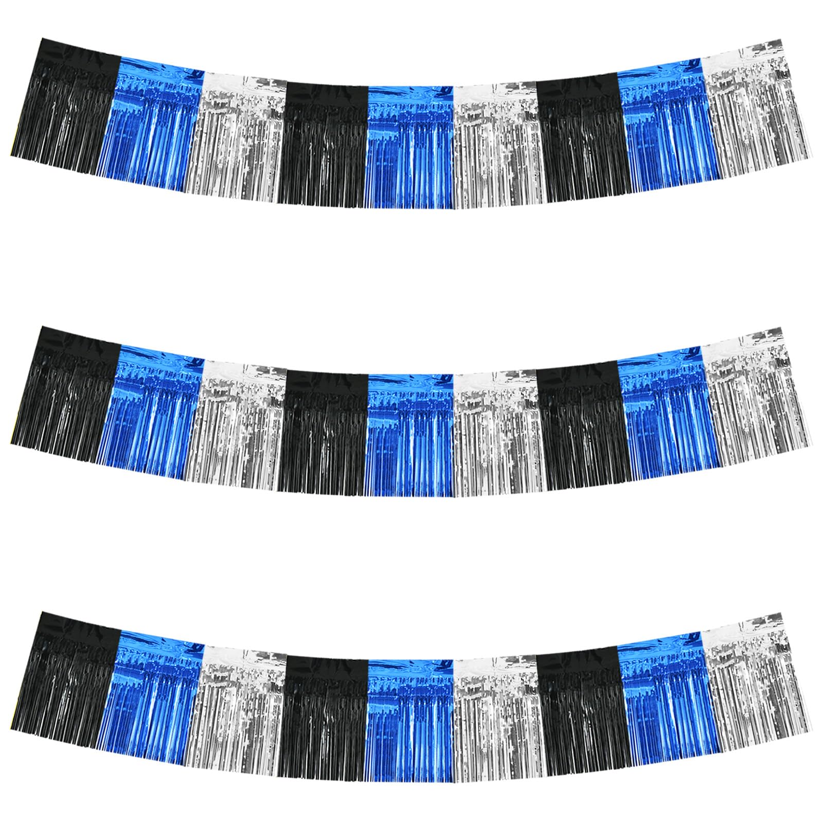 BEISHIDA Black Blue Silver Fringe Garland Banner Wall Tinsel Foil Streamers