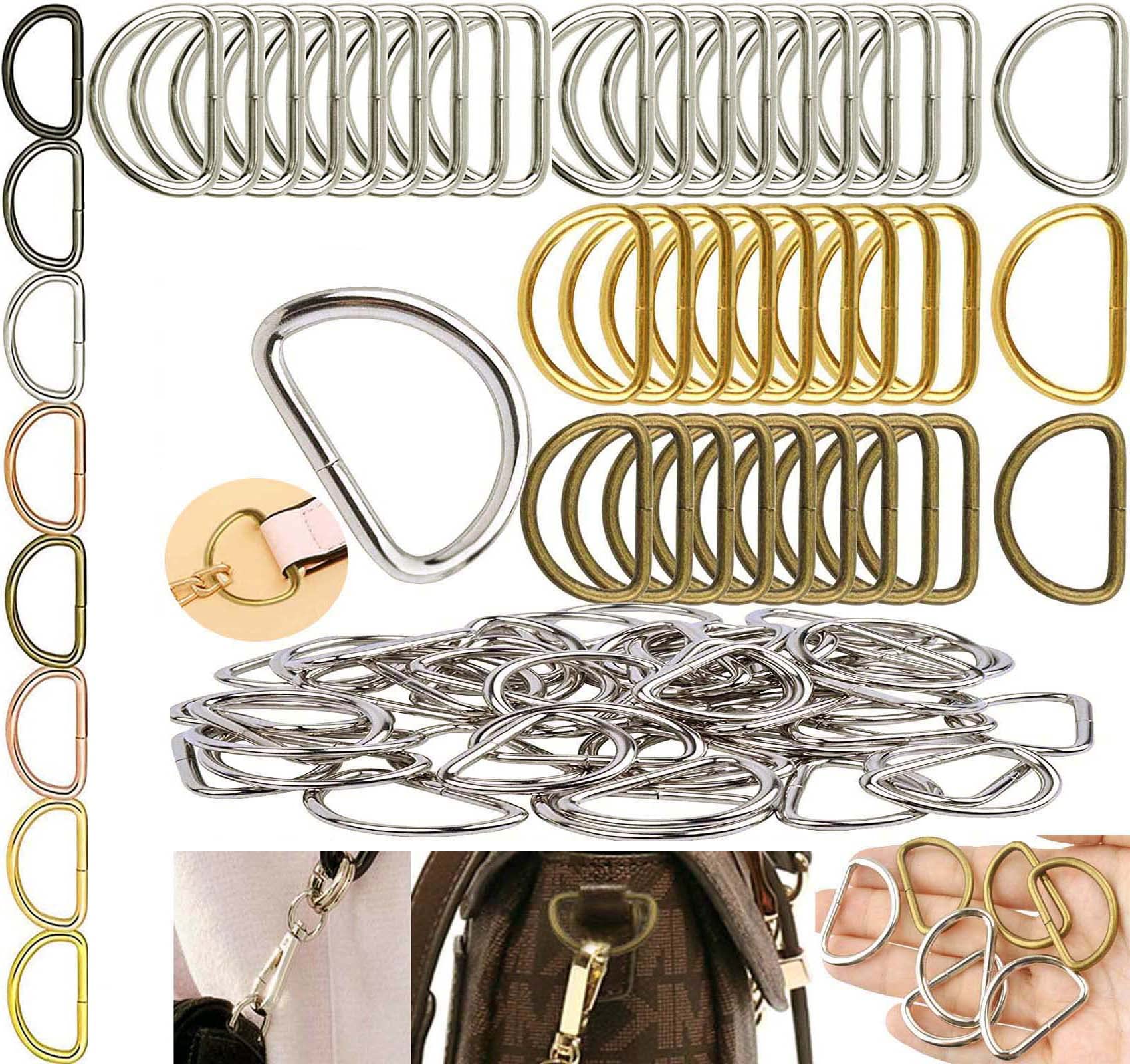 DIY Crafts (10 Pcs, Nickel Silver) Metal D Ring Semi-Circular D Ring for Hardware Bags Ring Hand DIY Accessories For Jewellry,Bags, Wallets and Luggage Making