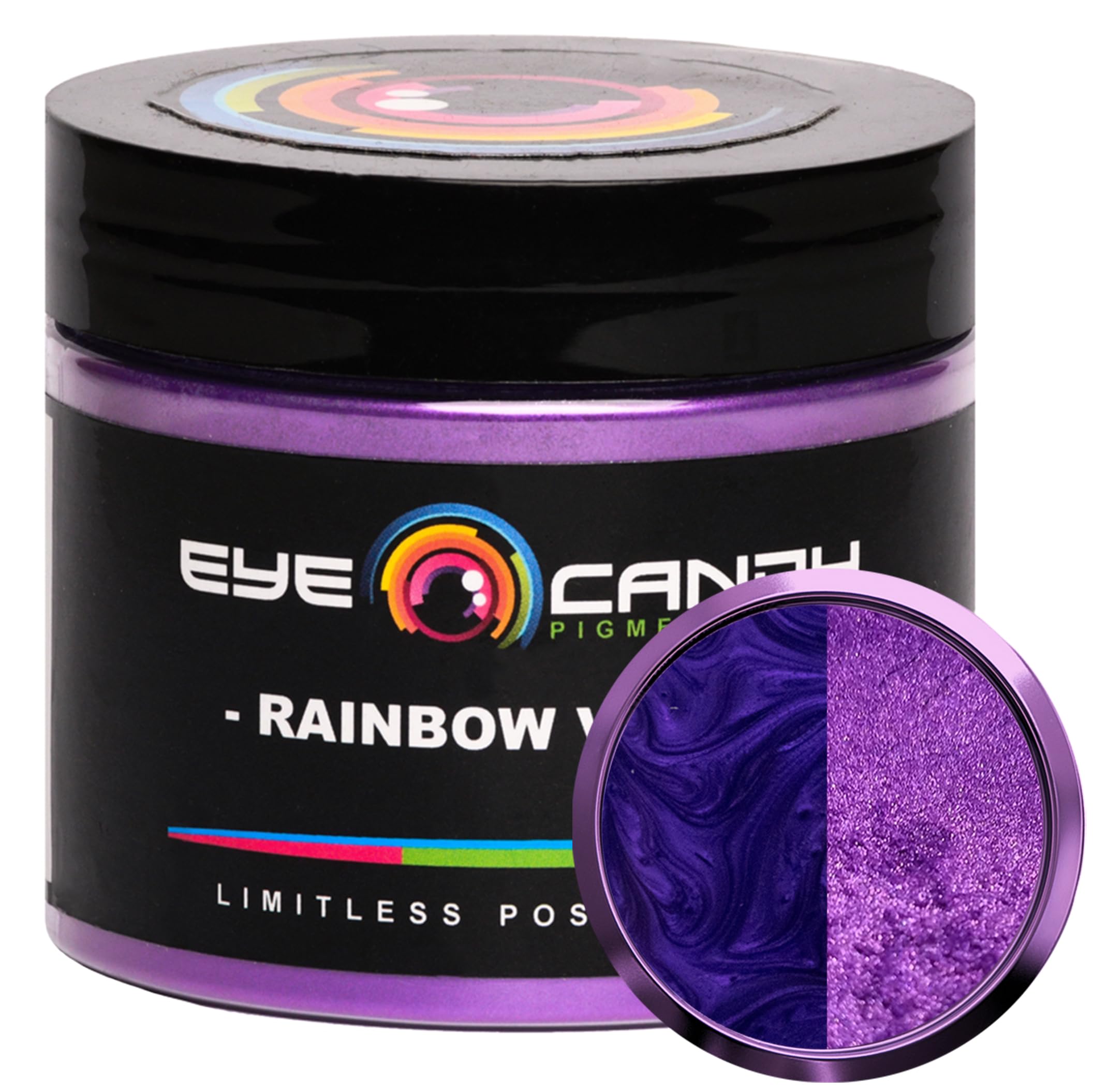 Eye Candy Pigments Premium Purple Mica Powder - Rainbow Violet (50gr) - for Epoxy, Resin, Soap, Paint, Woodworking, Acrylic Pouring, Bath Bombs,
