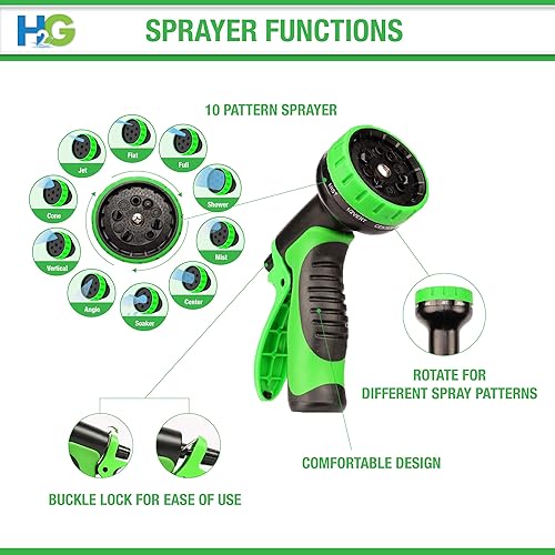 Miniatura 5 de HG Manguera de jardín ligera no expandible de 50 pies  Manguera de agua flexible de resistencia superior de 50 pies  Manguera multiusos  Conectores