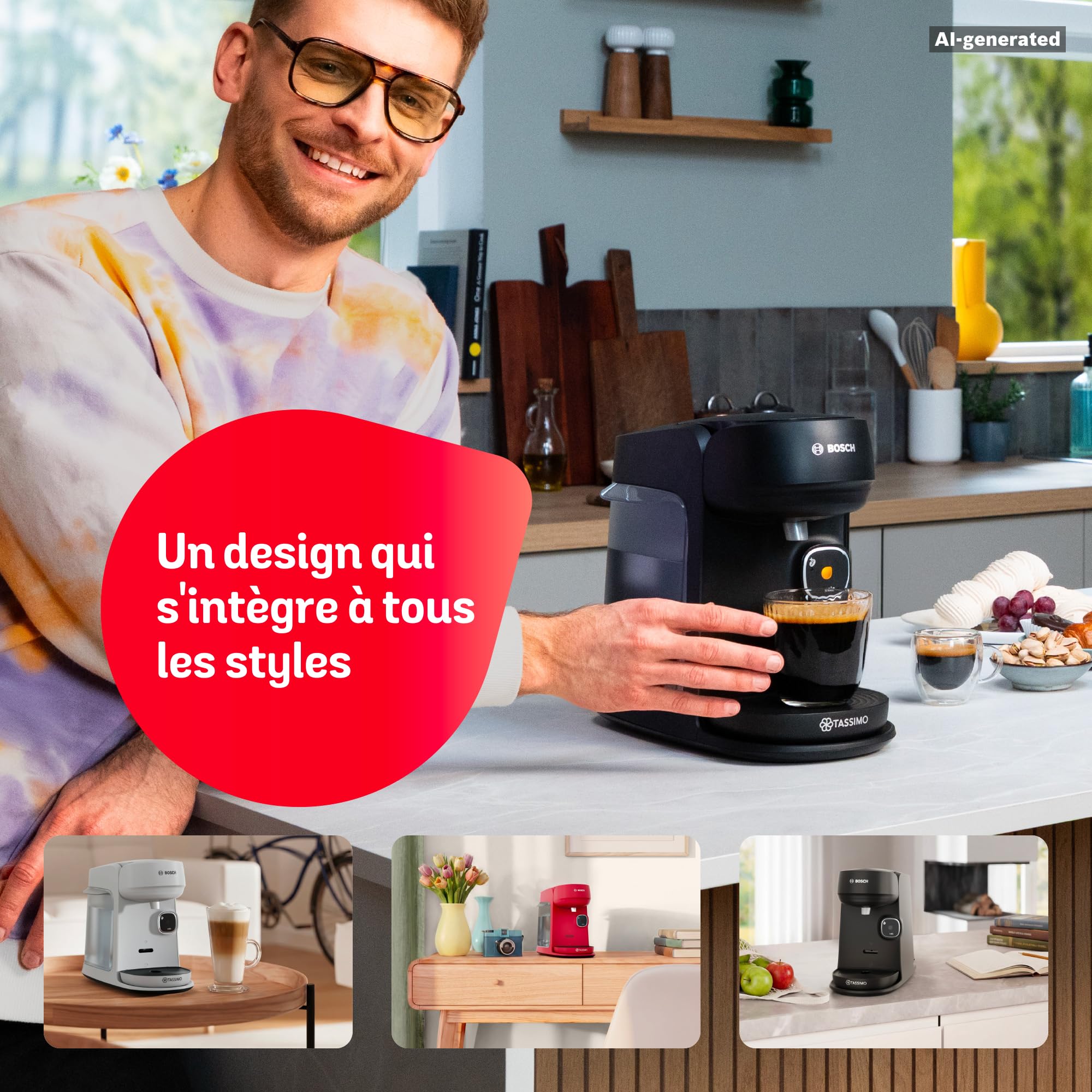 Bosch, TASSIMO Harmony, machine à café, TAS173B, rouge foncé