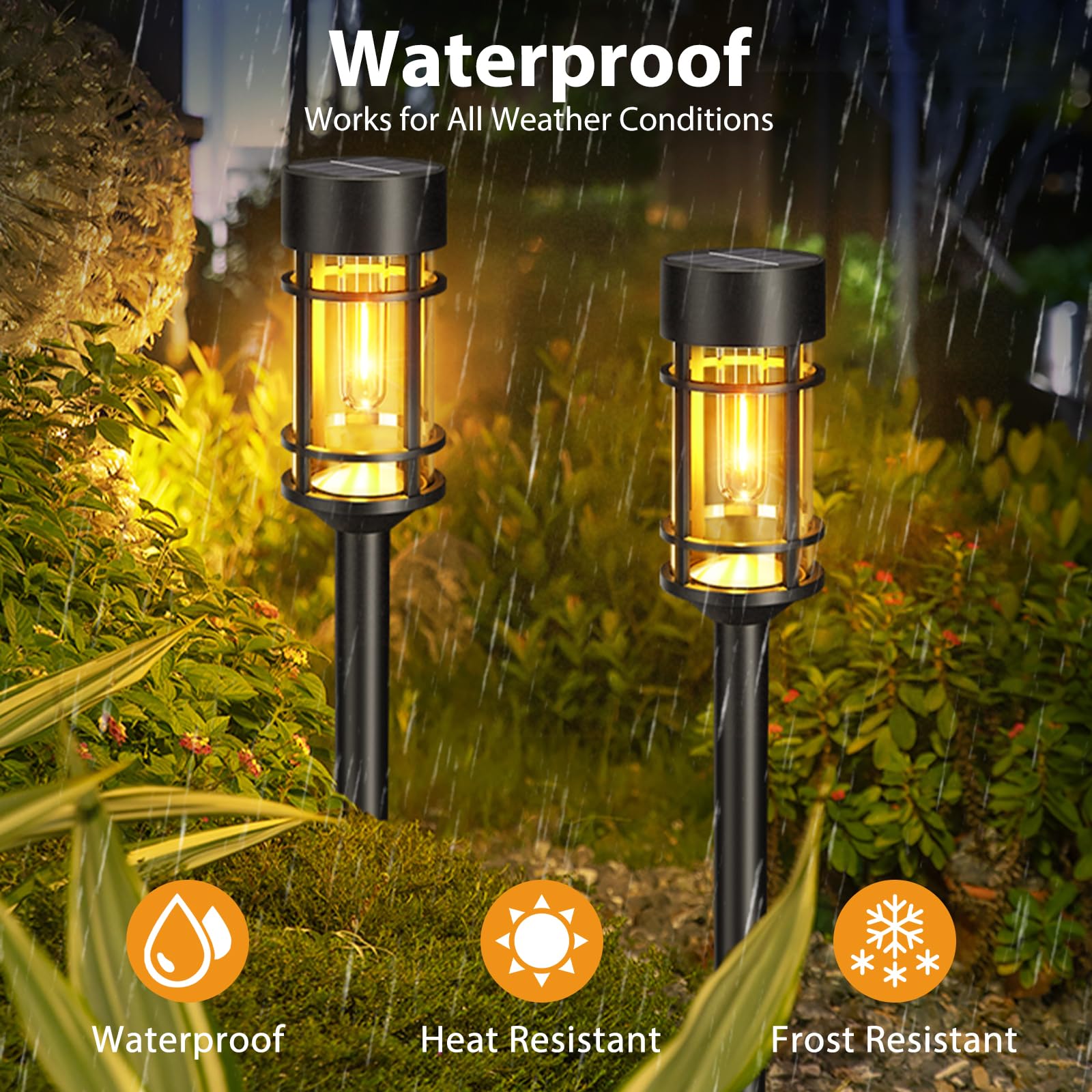 btfarm 4 Pack Solar Lights Outdoor Garden, Stake Lights Solar Powered Waterproof - Image 3