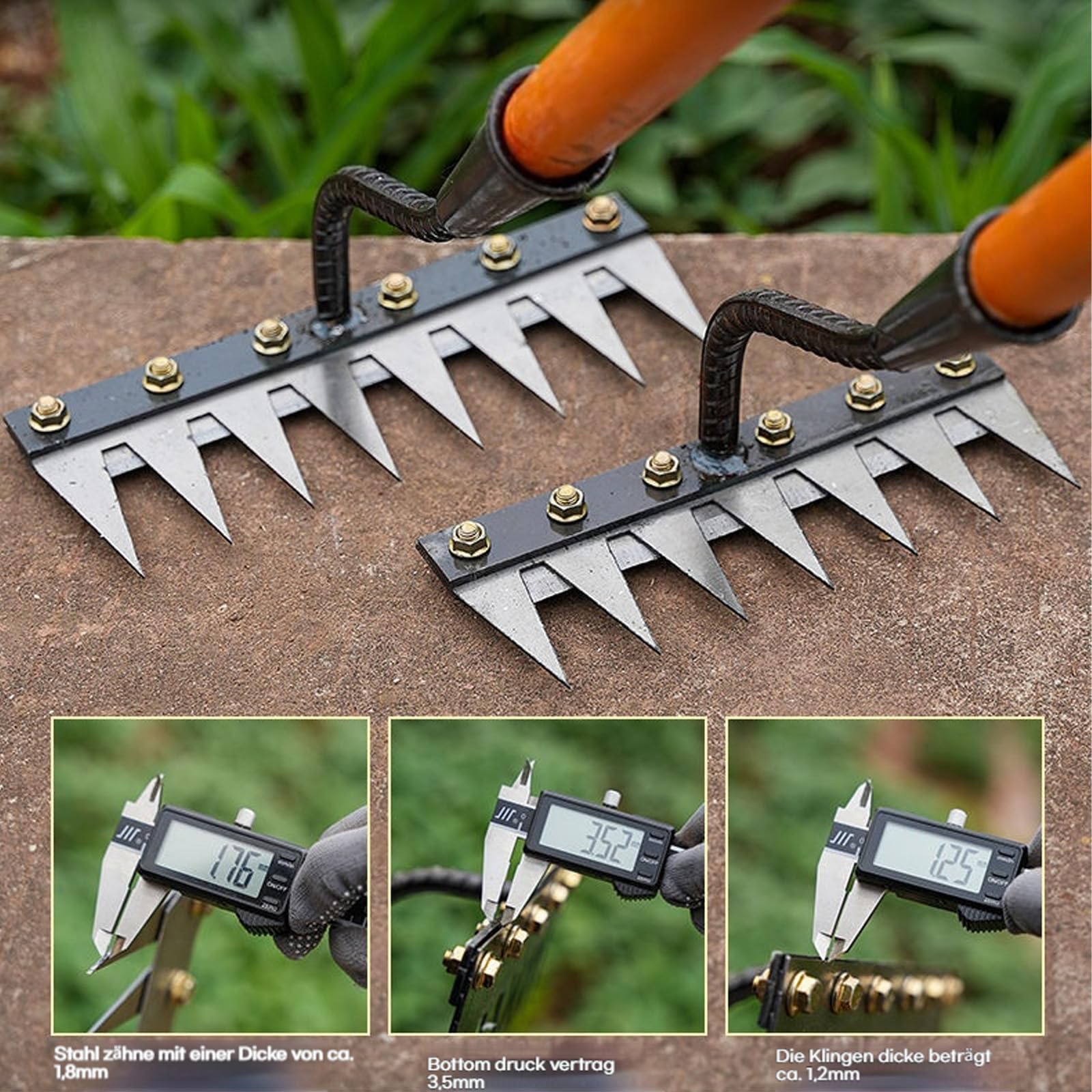 Rastrillo Weng de acero al manganeso de 8 dientes, herramienta cultivadora multifuncional para aflojar y sembrar el suelo, tenedor de jardín esencial para entusiastas de la jardinería