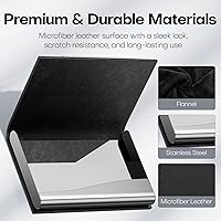 Vista 3 de Padike - Tarjetero profesional de cuero PU y acero inoxidable multitarjeta para hombres y mujeres. Estuche para tarjetas de crédito, carné de Negro