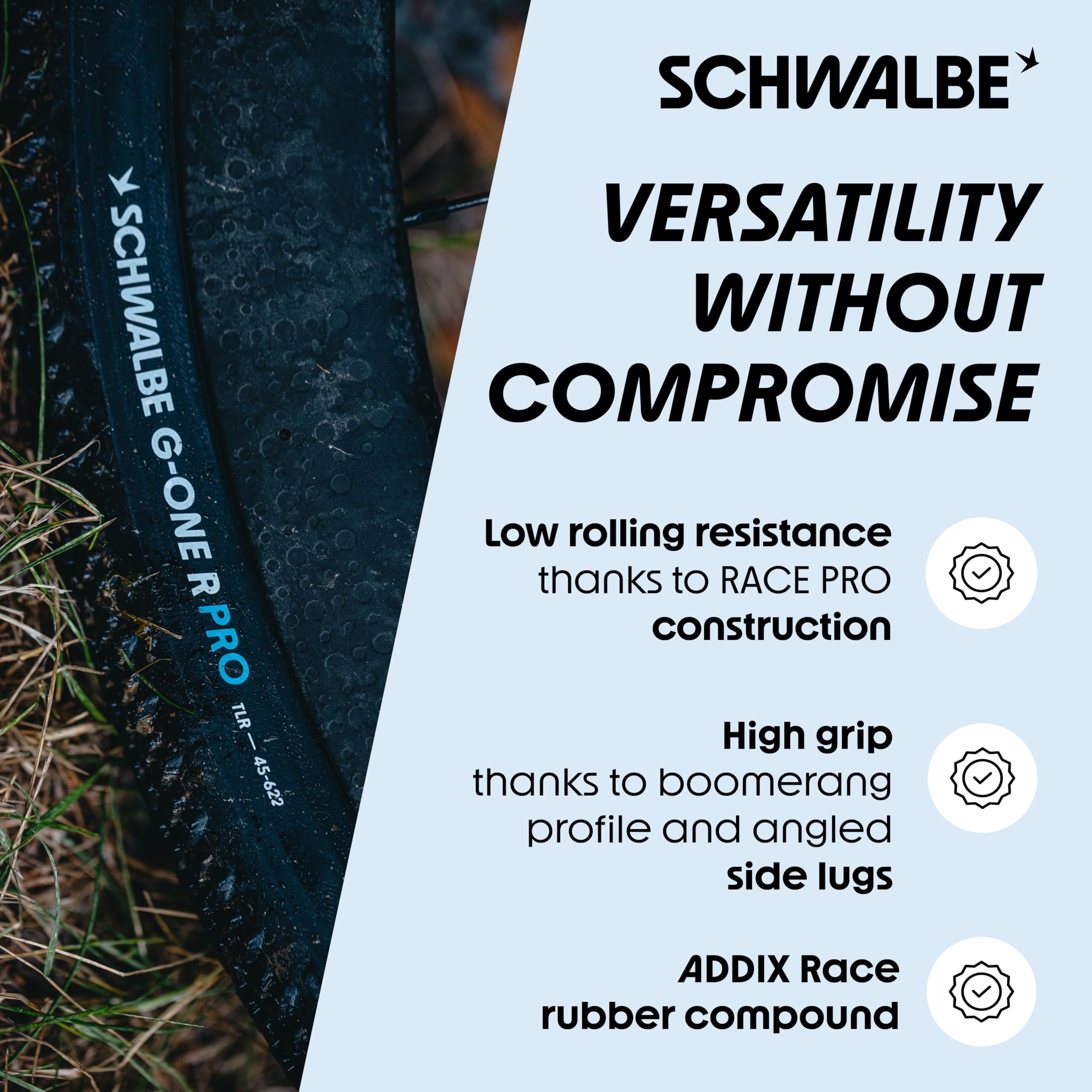 Schwalbe Fahrradreifen G-ONE R PRO – Gravel Reifen – e Bike Ready, Gravelbike Fahrrad Reifen, Race Pro Konstruktion