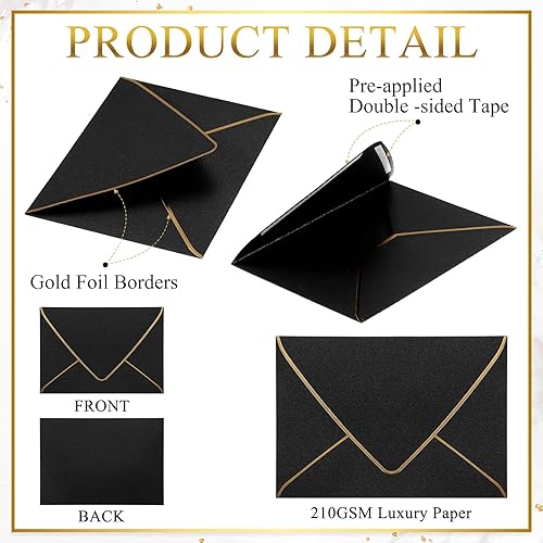 Miniatura 4 de Mimorou 100 sobres de 5 x 7 pulgadas para invitaciones, sobres autoadhesivos A7 con borde de solapa, sobres de tarjetas decorativos para bodas, baby