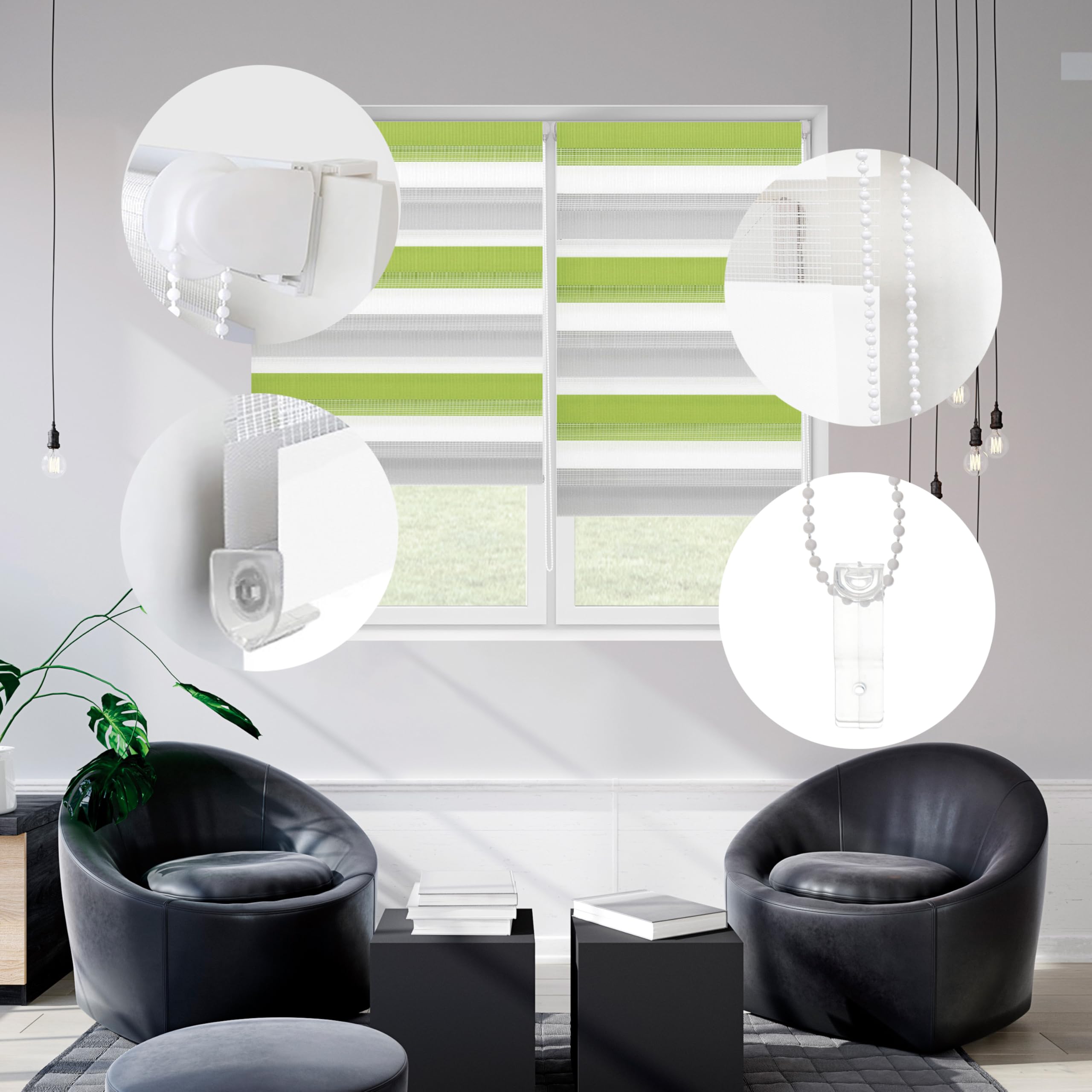 Blindecor Indus Dreifarbiges Rollo ohne Bohren – Bild 5