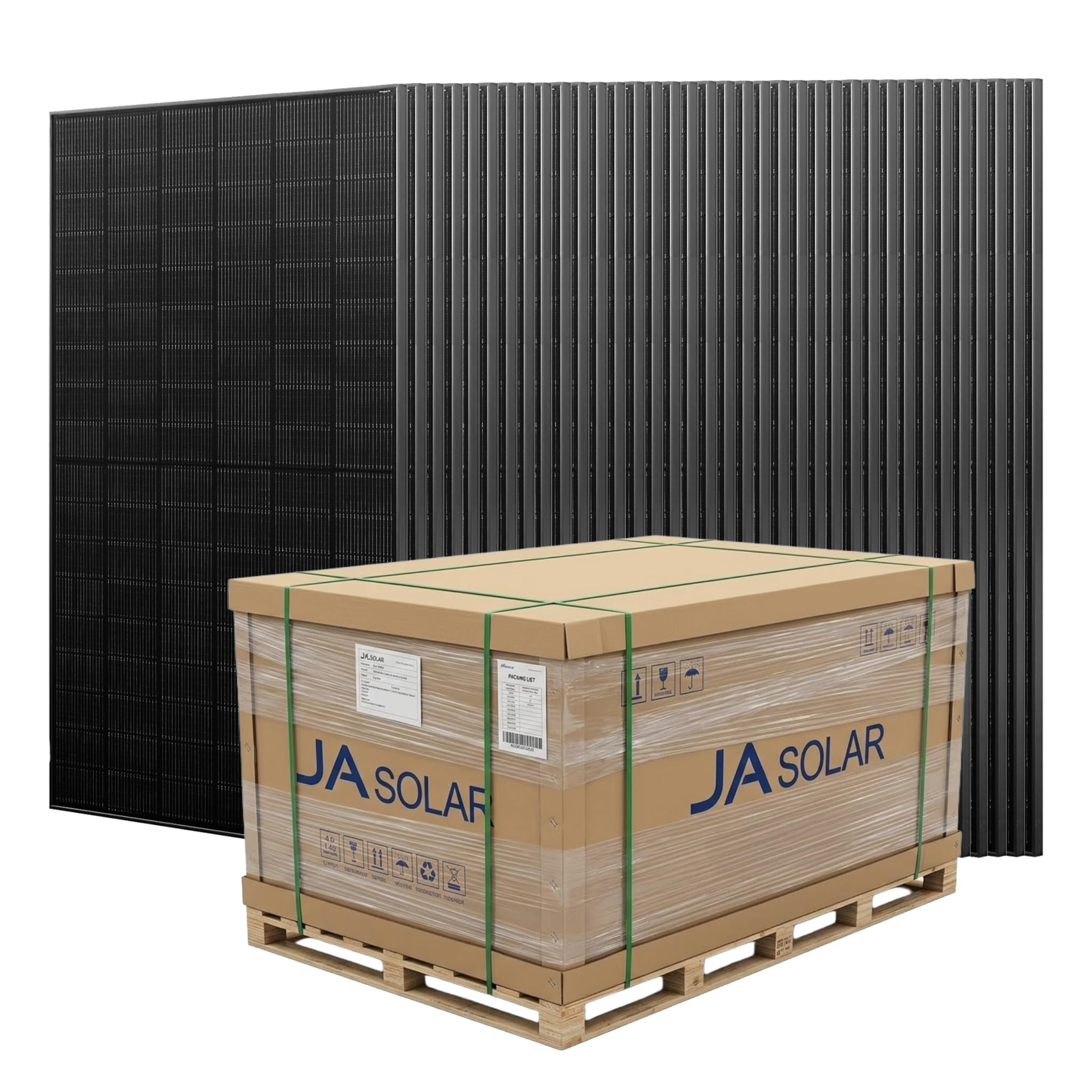 JA Solar 500W N-Typ Bifazial Glas-Glas Solarmodul full black Solar panel 22,6% Effizienz 36 pcs