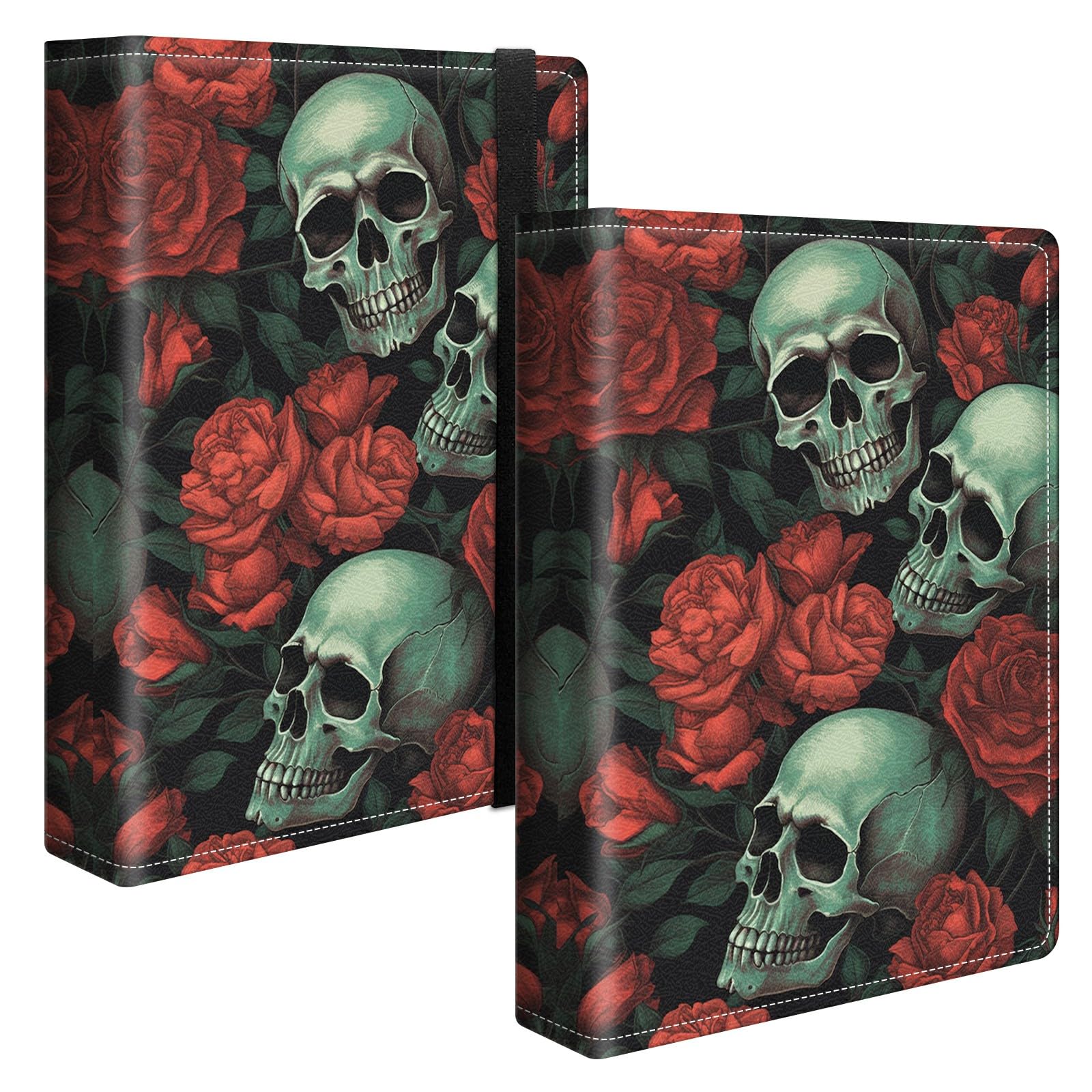 Skulls Rose Photo Album 4x6 120 Pockets Photos with Strong Elastic Band, Small Mini Albums Sheet Protector Folder for Photos, Album for Family Wedding Baby Women Men Vacation Gift