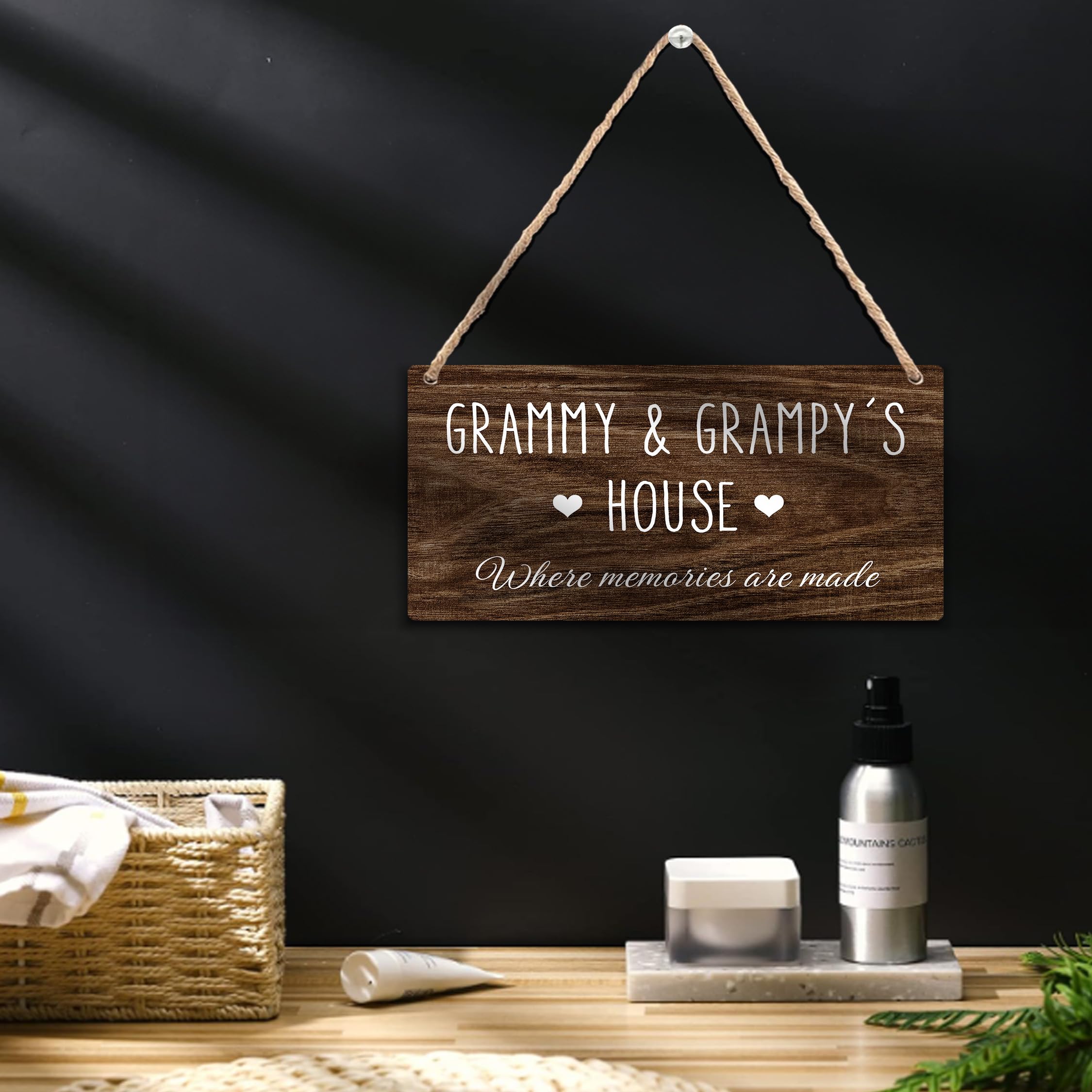 Grammy and Grampy's House Hanging Wooden Signs, Grandma Grandpa Gifts, Grandparents House Decor, Rustic Where Memories Are Made House Hanging Plaque 12x6