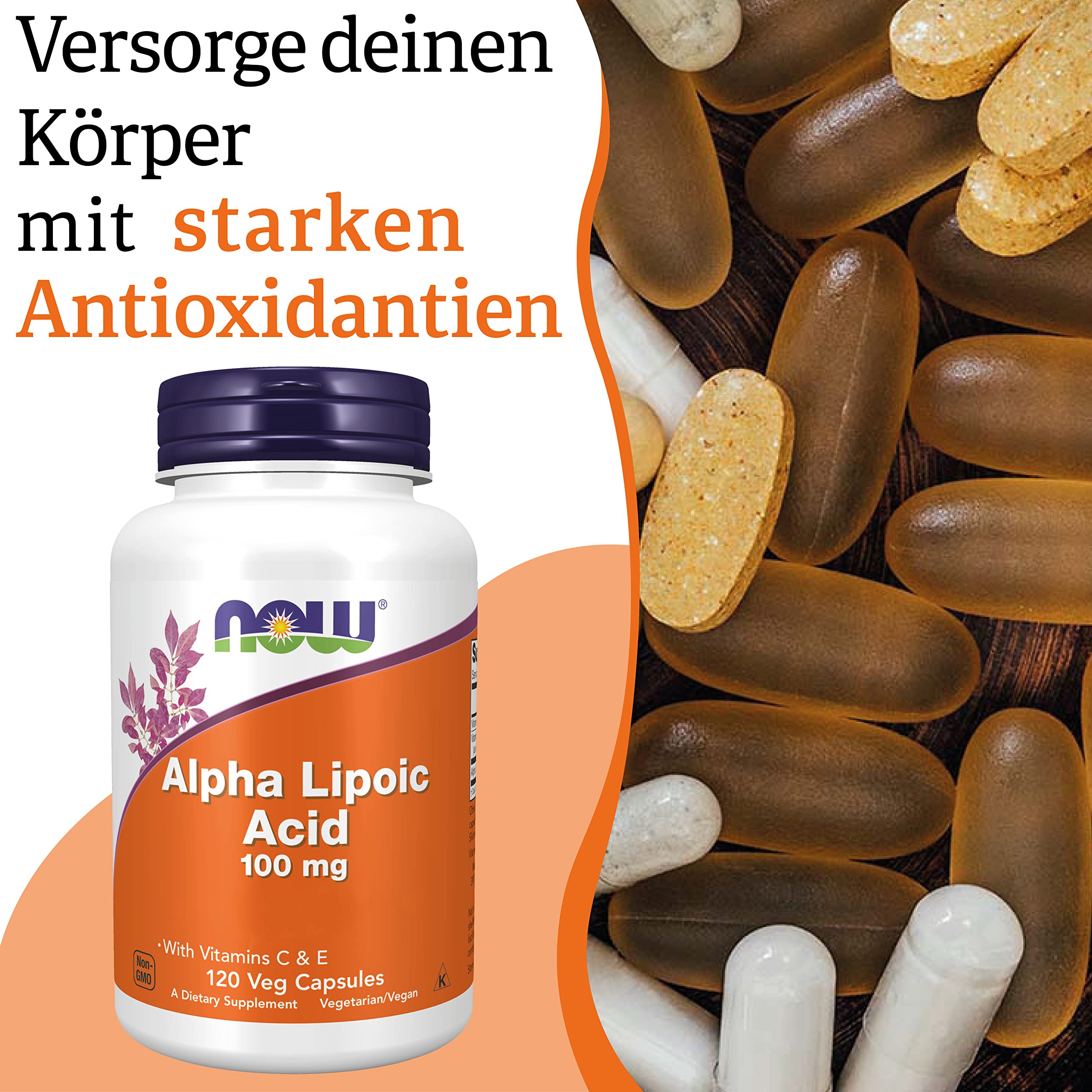 Now Foods Alpha-Lipoic Acid (Alpha-Liponsäure), 100mg, 120 vegane Kapseln, Laborgeprüft, Glutenfrei, Sojafrei, Gentechnikfrei