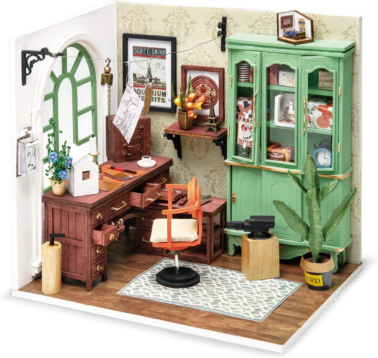 ROBOTIME Dollhouses Miniatures with Furnitures DIY Wooden Room Kit Mini