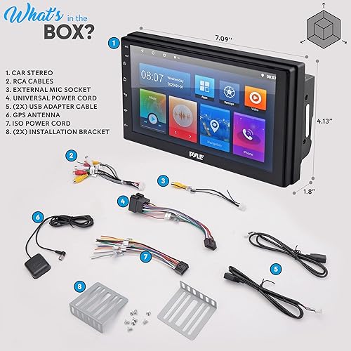 Miniatura 7 de Pyle Receptor estéreo de coche doble DIN  7 pulgadas 1080P HD pantalla táctil Bluetooth receptor de audio de coche reproductor multimedia