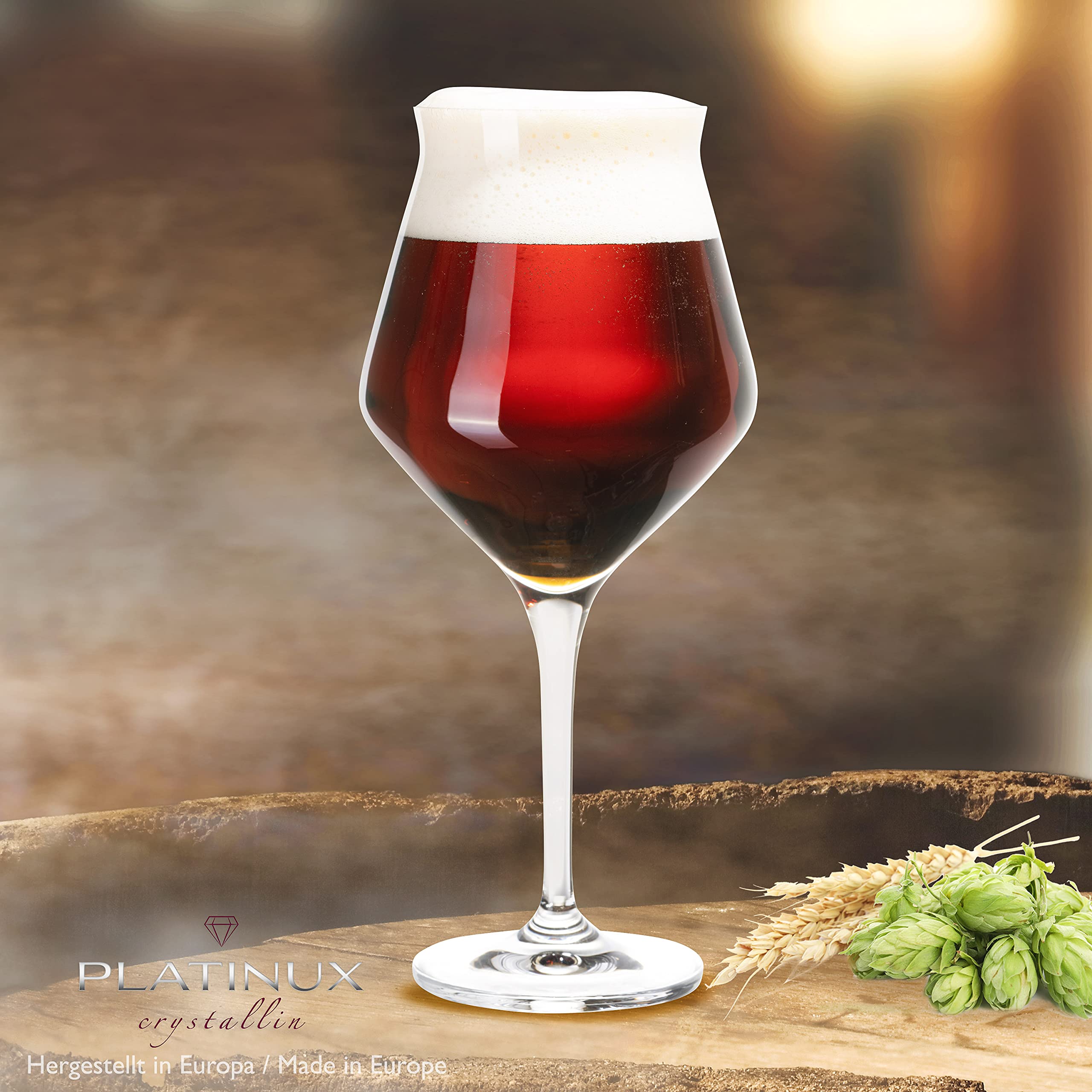 PLATINUX Vasos de cerveza de 400 ml (máx. 460 ml), juego de 6 piezas de cristal Crystalline apto para lavavajillas