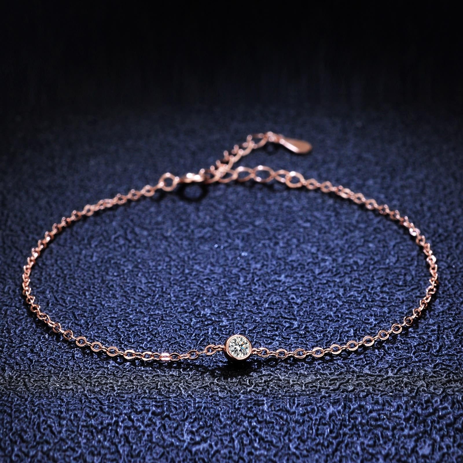 Pulsera para mujer de oro rosa de 9 K/14 K/18 K, clásica, pequeña pulsera con diamantes de oro real, brazalete de oro rosa Au 375/585/750