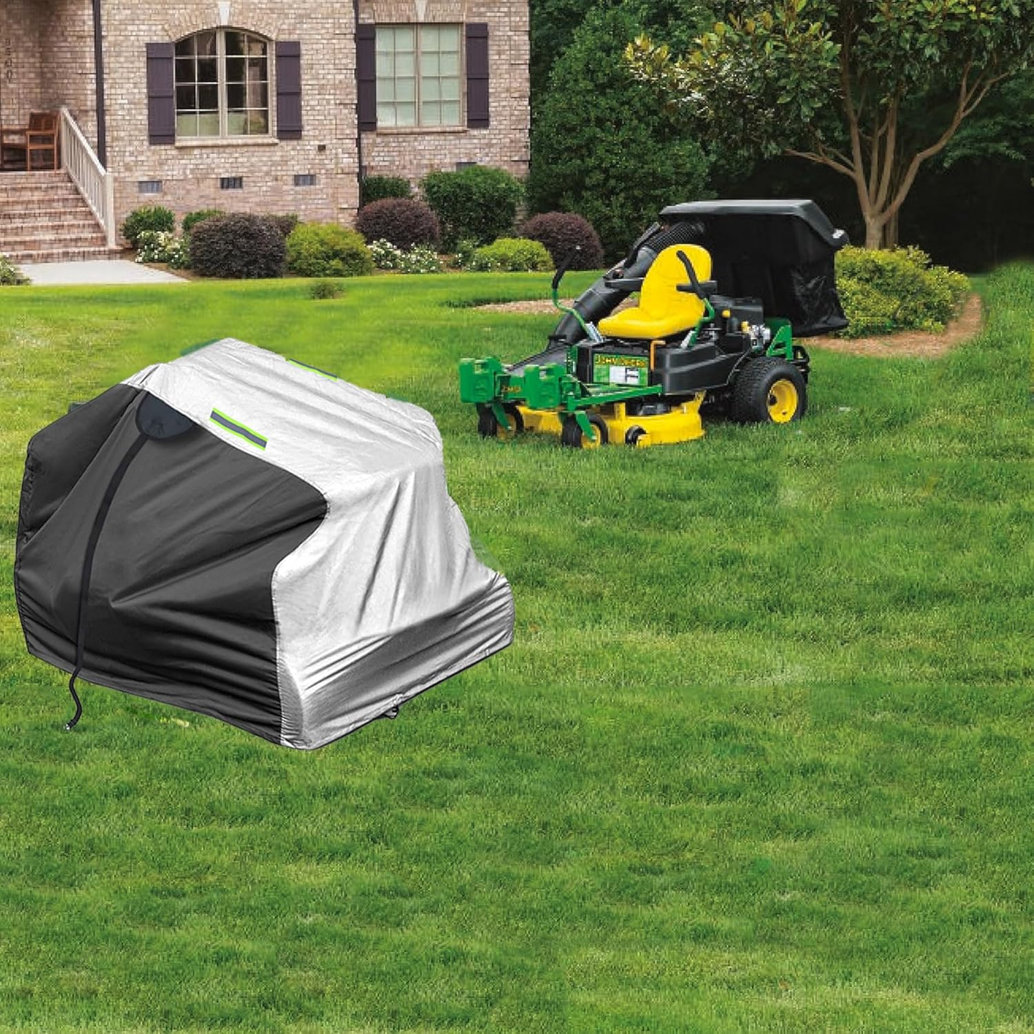 YOYOW Zero Turn Mower Cover 600D Marine-Grade Fabric, UV and Water Resistant, Fits Up to 60" Mower Decks,Fit: John Deere, Cub Cadet, Husqvarna, Black