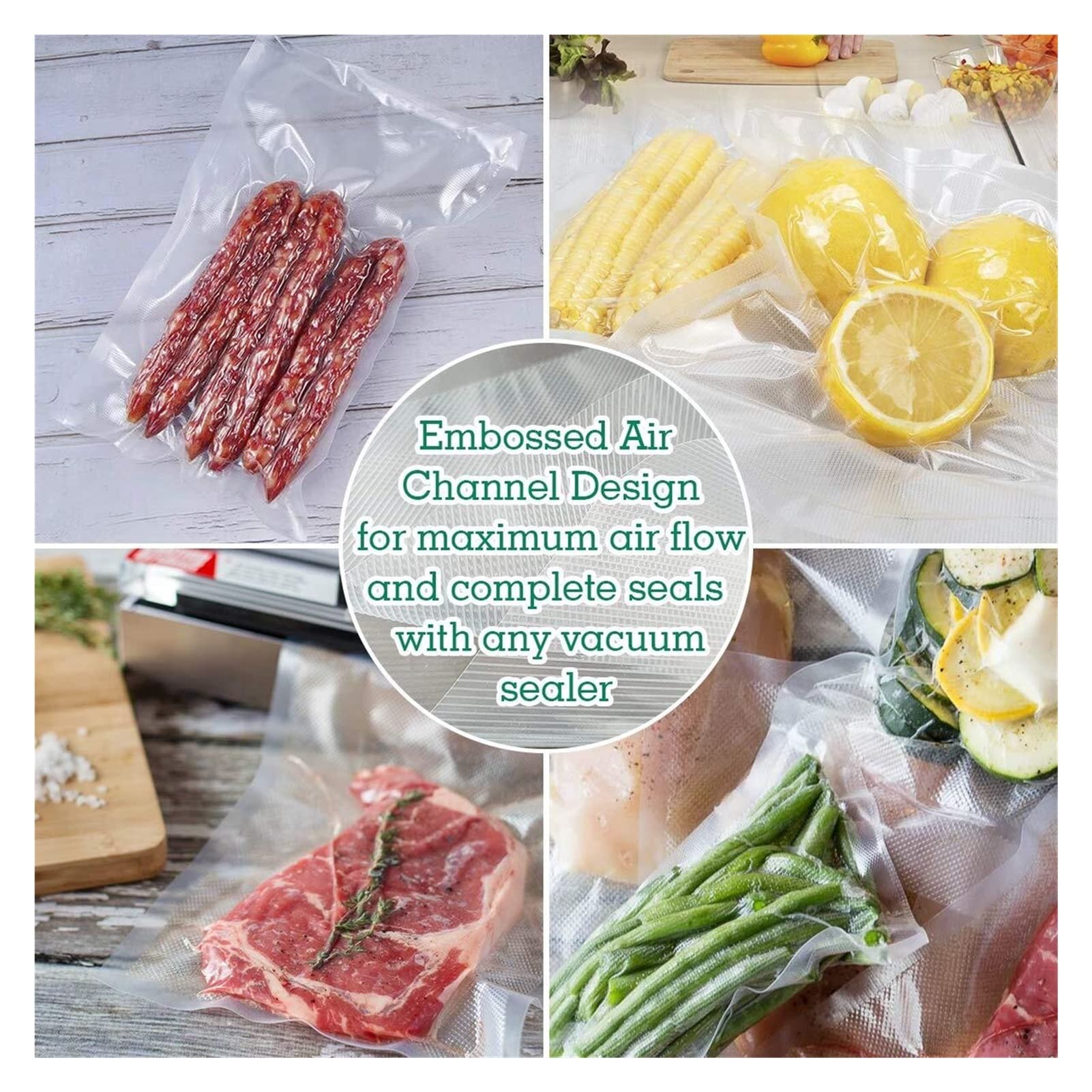 Bolsas de rollo Sous Vide para máquina de envasado al vacío Embalaje Bolsas de vacío de almacenamiento de alimentos para sellador al vacío La longitud es de 1500 cm (Color : 20CM x 1500CM x 2) (28cm