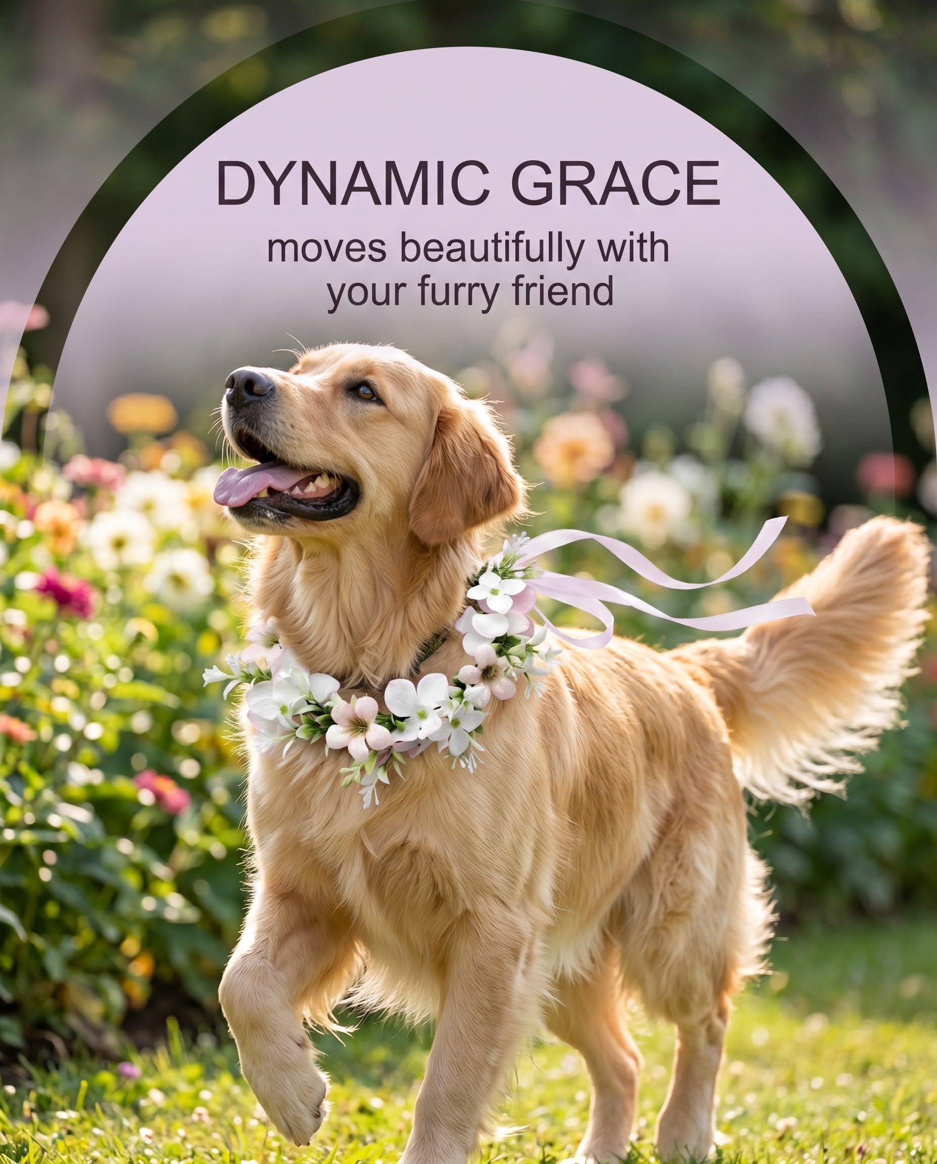 Ghirlanda di Fiori per Cane, Collare Floreale Regolabile per Matrimoni e Fotoshooting
