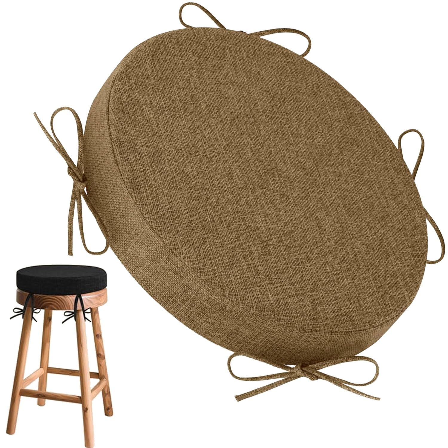 uyeoco Round Memory Foam Seat Cushion with Ties – 5cm Thick, 30/35/40/45/50cm, Circle Chair/Stool Pad for Dining, Kitchen & Office Chairs, Removable Washable Cover(J9,35cm/13.3inch)