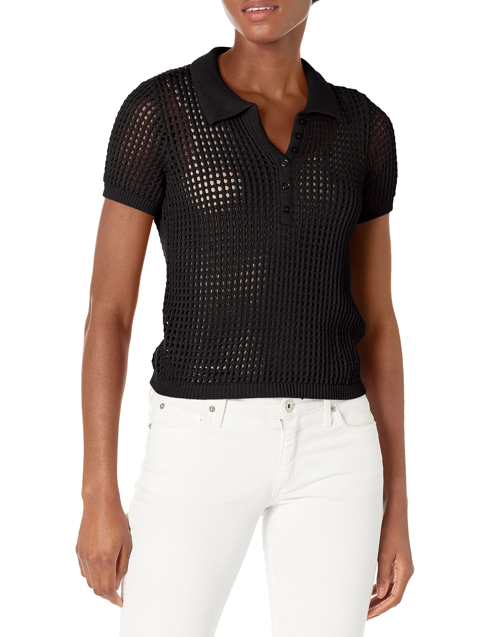 Calvin Klein Cj2r0895-blk-grande Camisa Abotonada, Negro, L para Mujer