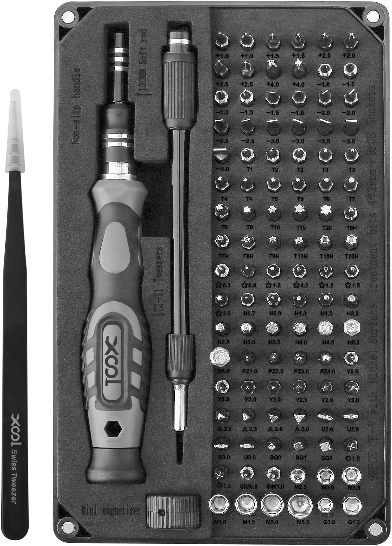 Precision Screwdriver Kit, XOOL 106 in 1 Electronics Repair Tool Magnetic Driver Kit with 102 Bits, Flexible Shaft, Extension Rod for Computer, Mobile Phone, Smartphone, Game Console, PC, Tablet
