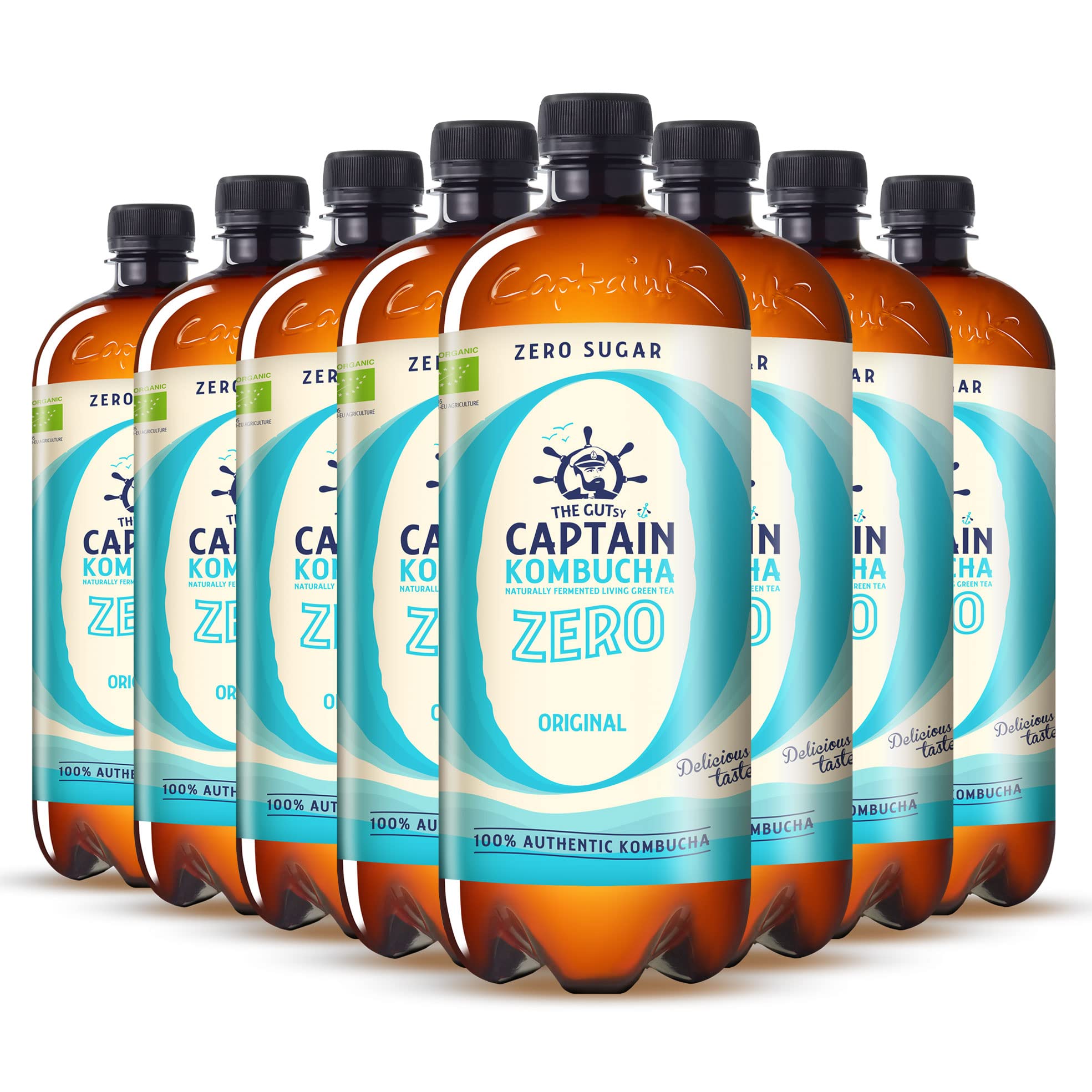 The Gutsy Captain Kombucha ZERO - Te Kombucha, ZERO zucchero, ZERO calorie, Raw Vegan - 8 x 1000 ml (MixBox)
