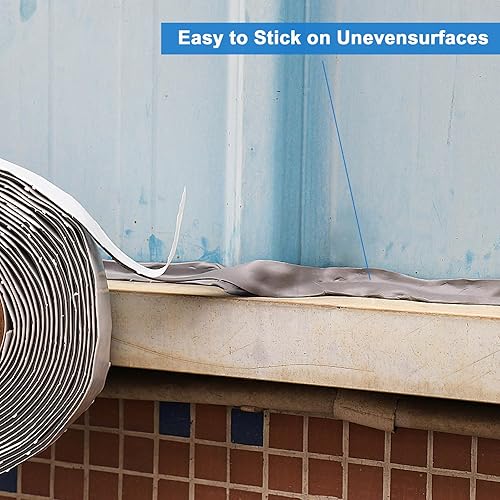 Miniatura 6 de BOMEI PACK Paquete de 2 cintas de sellado de butilo, 18 pulgadas x 1 pulgada y 34 pulgadas x 30 pies, masilla, cinta de masilla a prueba de fugas