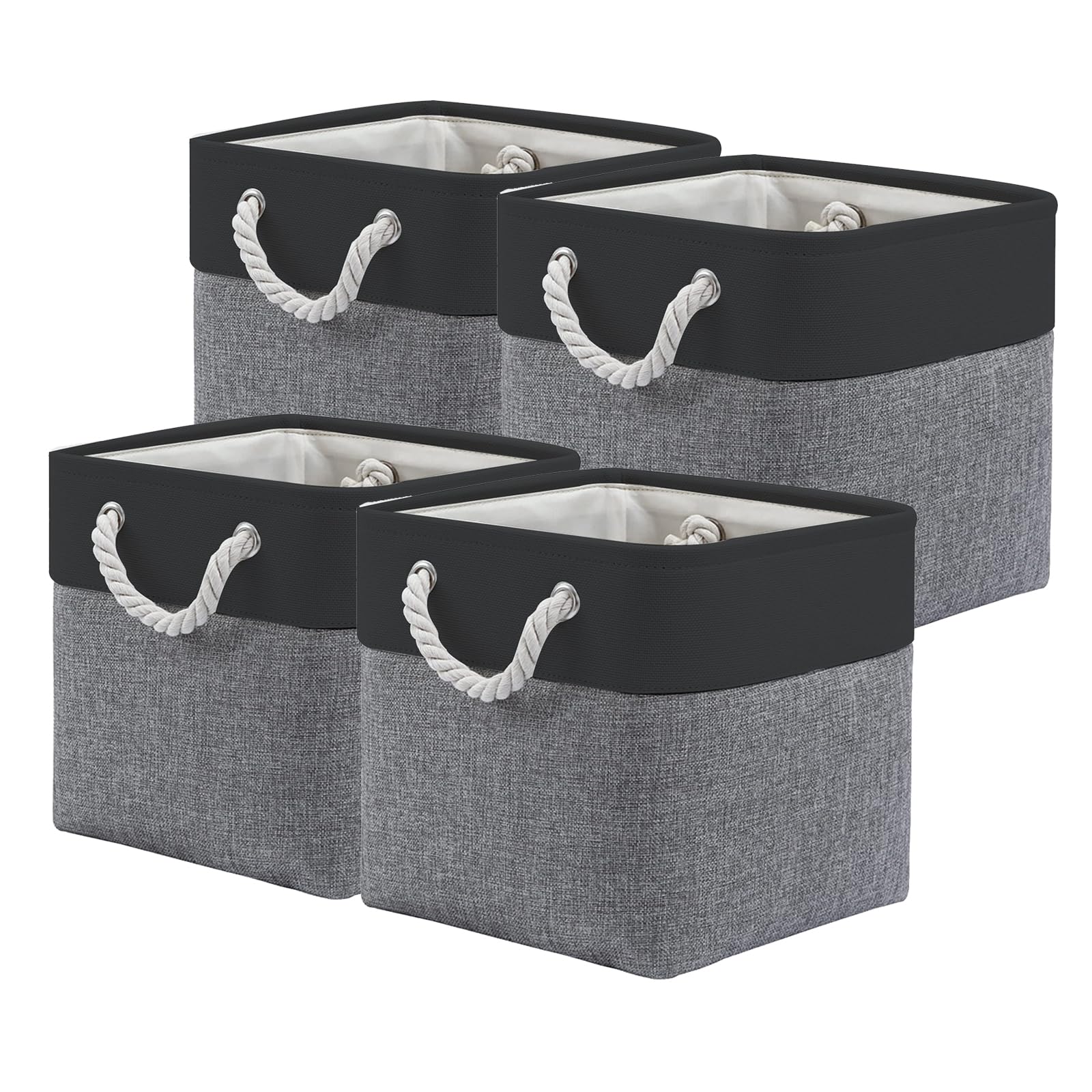 Tsophreniq 4 Pack Practical Foldable Bins for Toy and Linen Practical Rope Handle Clothing Bins Multipurpose Nursery Storage Boxes Toy Storage Cubes