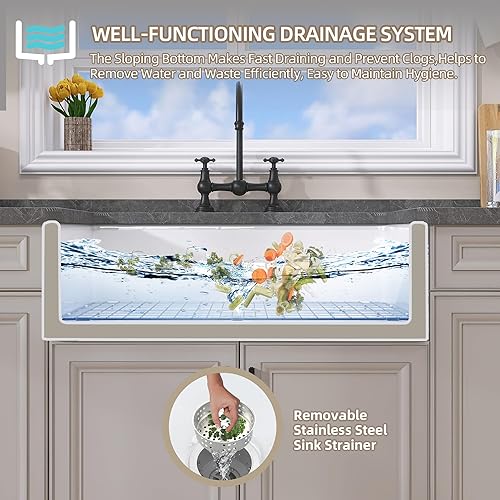 Miniatura 5 de GETPRO Fregadero de cocina negro de 27 x 19 pulgadas, fregadero de cocina de montaje superior y empotrado, fregadero de cocina de doble montaje