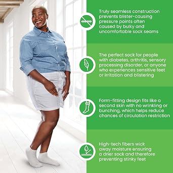 Seamless Diabetic Mini Crew Socks, 3 Pack (6 Count)