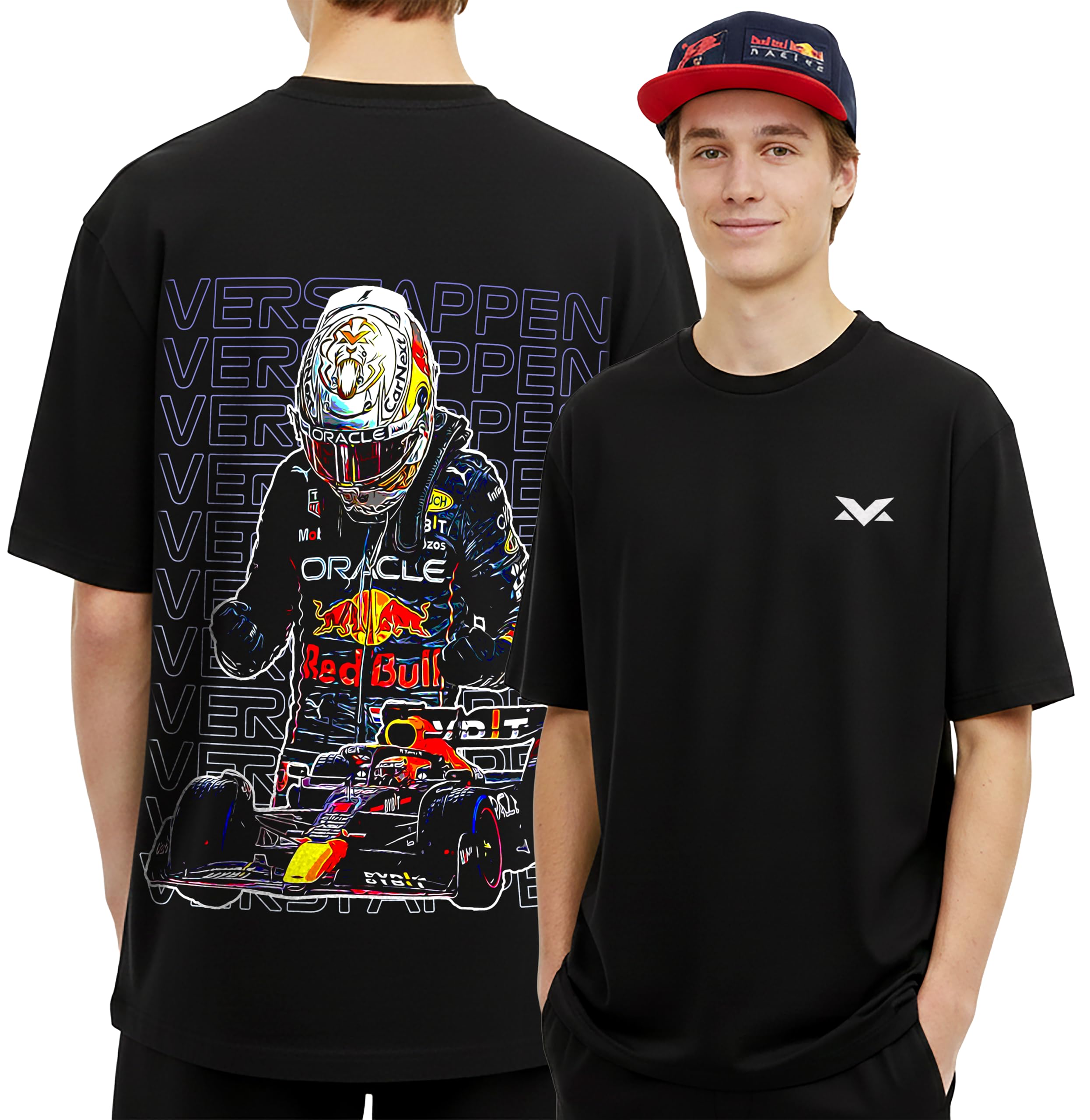 callibr15 Men’s Cotton Oversized T-Shirt – Relaxed Fit Half Sleeve F1 Graphic Print Tee for Streetwear & Casual Outings – Black-picture-42