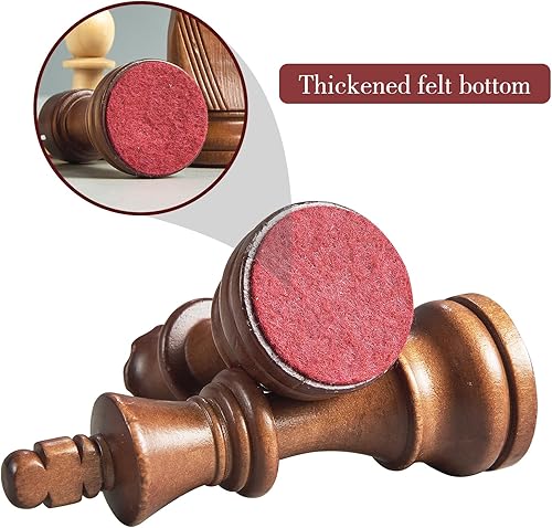 Miniatura 5 de Piezas de ajedrez de madera solo pesadas para torneos con 2 Queens-King de altura de 3.8 pulgadas, reemplazo de piezas faltantes, embalaje exquisito