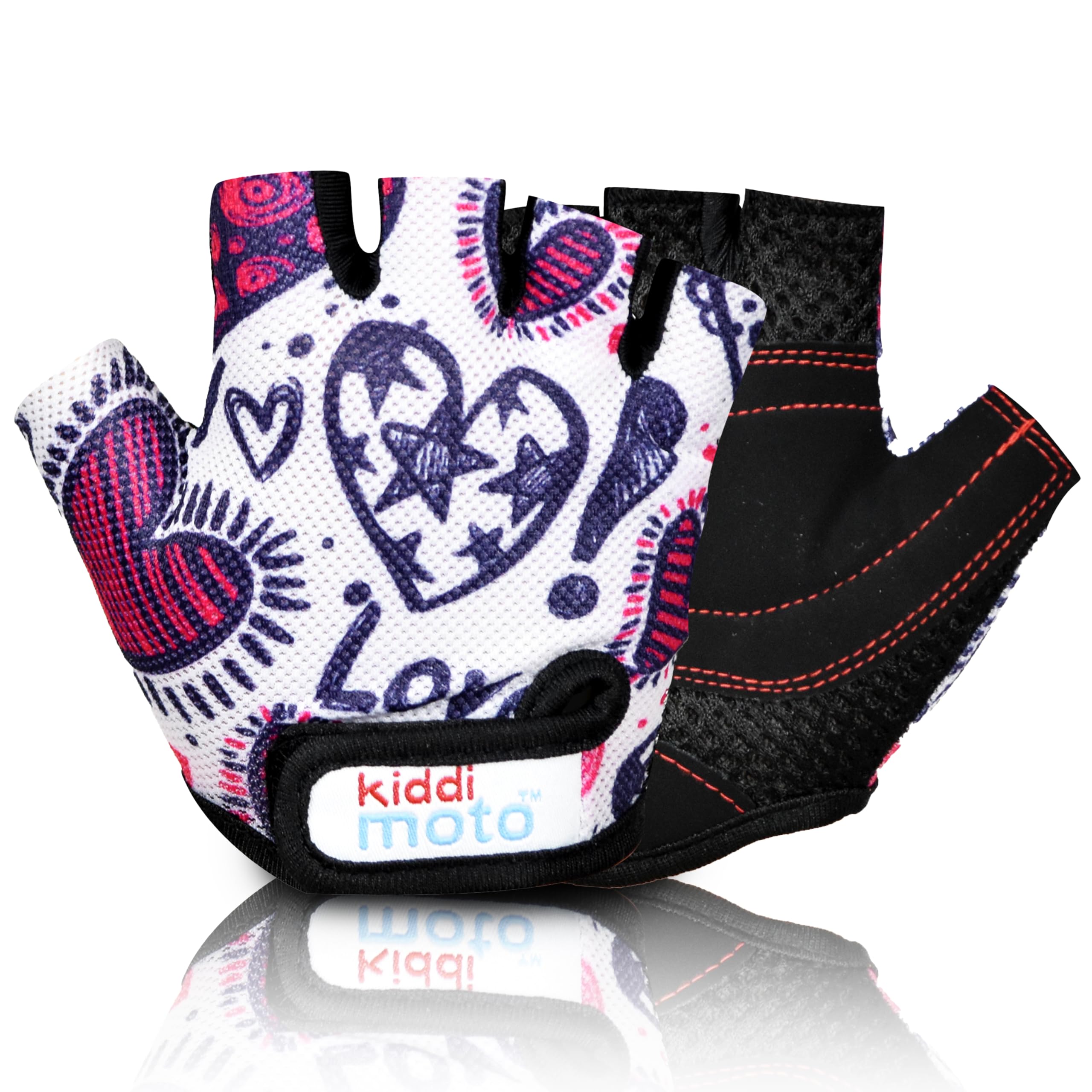 Kiddimoto Kids Cycling Gloves| Anti-Slip Kids Bike Gloves for Boys and Girls| Fingerless Kids Mountain Bike Gloves for BMX, MTB Riding, Gymnastics, Scooters, Skateboard, Rollerblade.