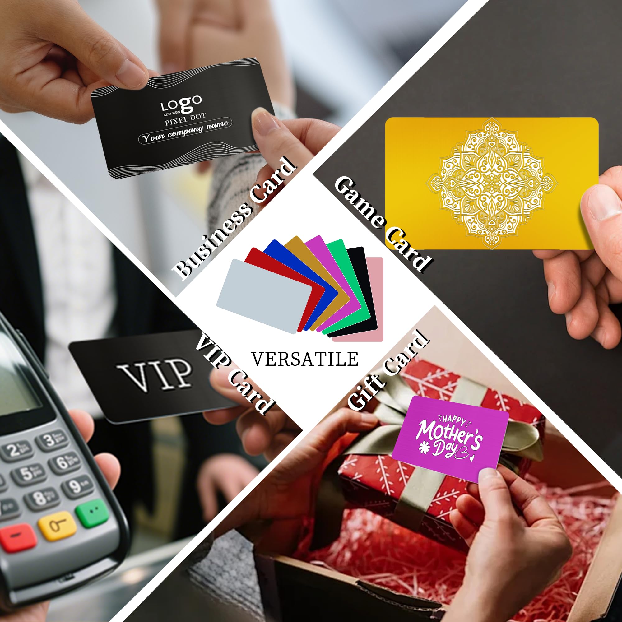 Tarjetas de visita de metal personalizadas, paquete de 20 a 600 tarjetas de visita grabadas personalizadas con tu logotipo/texto/código QR/diseño para doble cara, tarjetas de nombre impermeables de