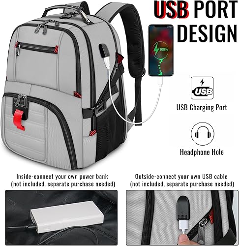 Miniatura 3 de YOREPEK Mochila de viaje extra grande de 50 L para hombres y mujeres, mochila universitaria resistente al agua, bolsa de trabajo aprobada por