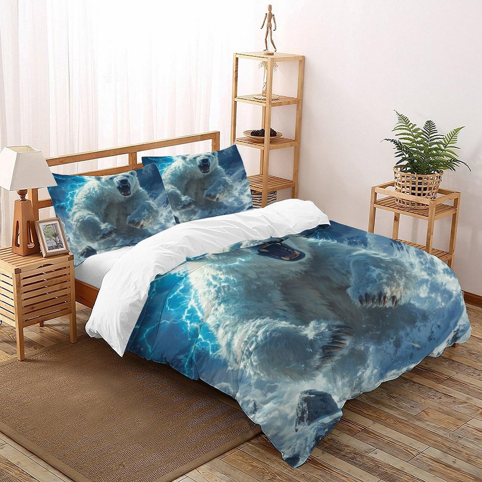 Housse de couette ours polaire 3D Super King 260x220 cm avec ses 2 taies