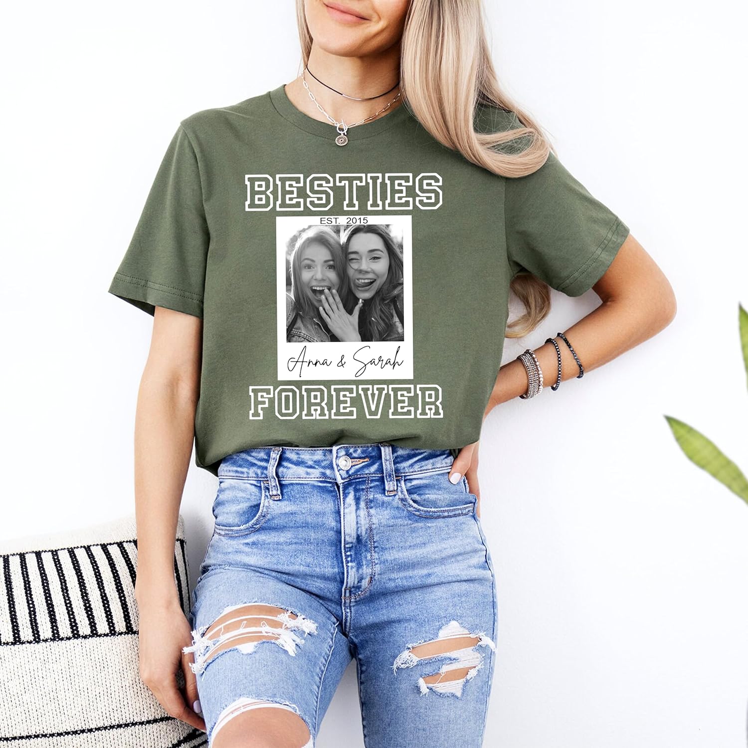 Personalized Besties Sweatshirts, Custom Names and Year Shirt, Sisters Matching Hoodie, BFF Gifts - Image 7