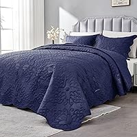 Vista 13 de Kingnex Juego de colcha de tamaño King, suave, ligera, acolchada, 3 piezas, 1 edredón y 2 fundas de almohada, color gris oscuro