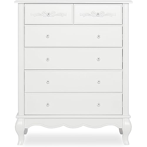 Evolur Aurora 6 Drawer, Tall Chest, Frost