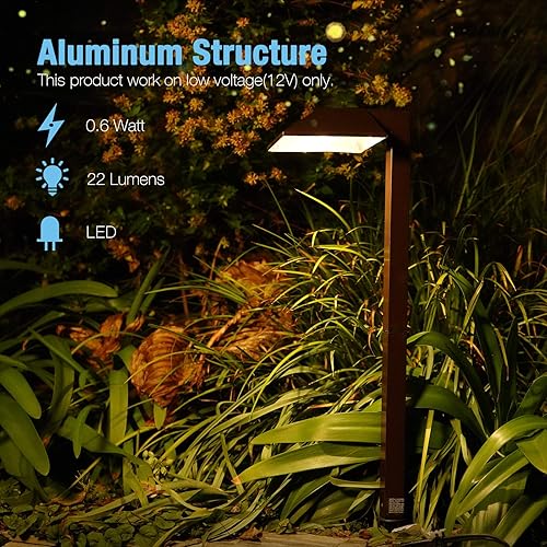 Miniatura 5 de GOODSMANN Path Lighting - Paquete de 8 luces LED de bajo voltaje para paisaje, 0.6 W, 22 lúmenes, luces de jardín con 4 unidades, 5 W, 400 lúmenes,