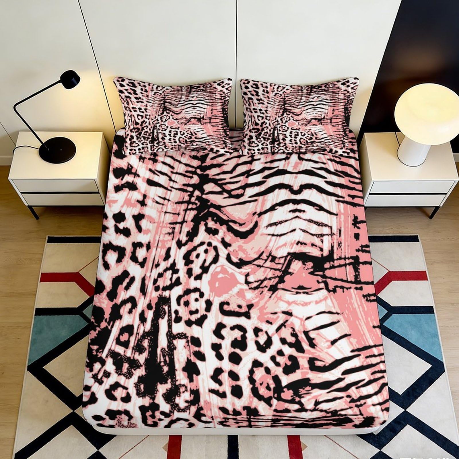 3D Printed Dog Forest Fitted Sheet Microfiber Deep Pocket Anti-Slip Bedroom Decor Dog Mattress Fitted Cover Washable 90x200x25cm