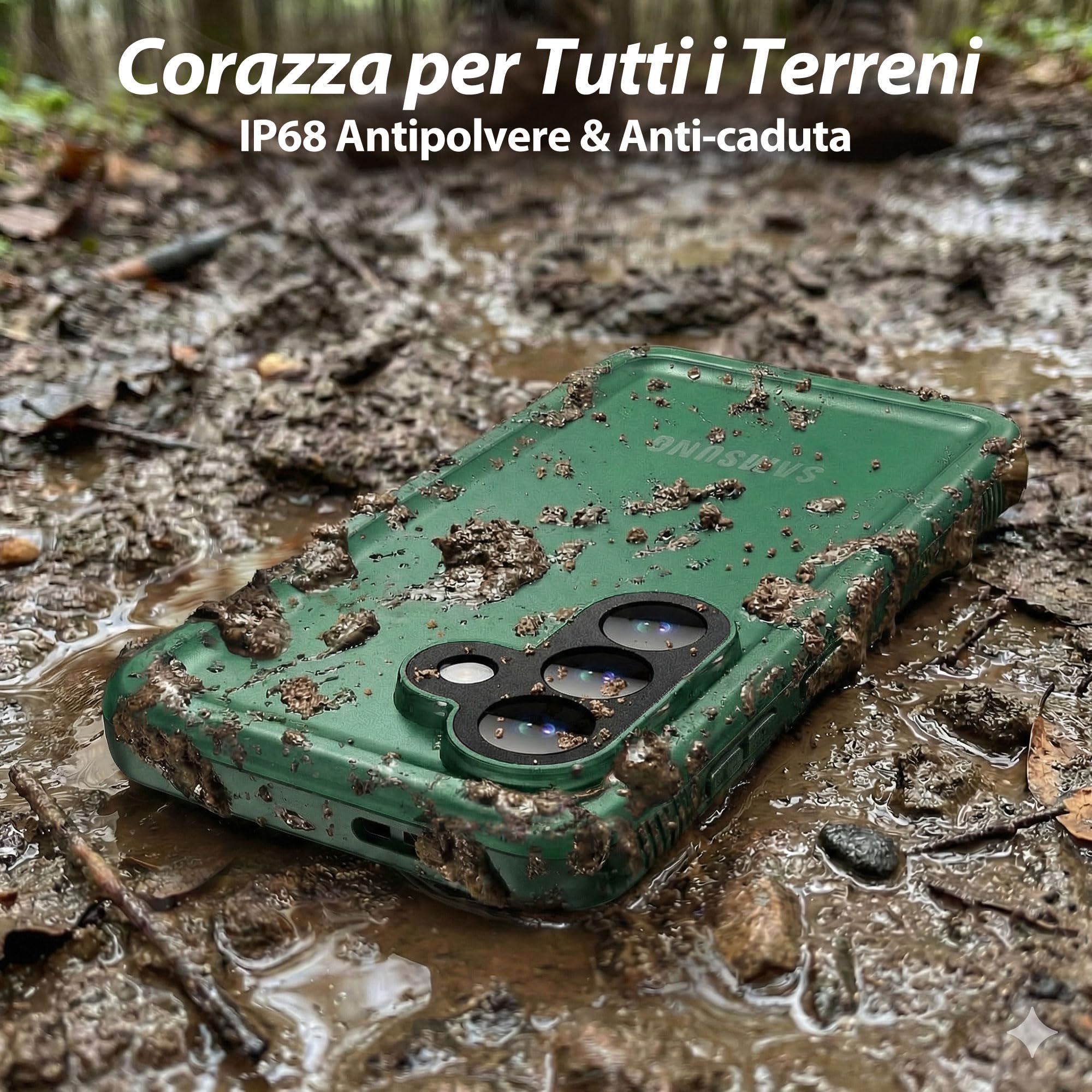 SPORTLINK Cover per Samsung Galaxy S26 Impermeabile Antiurto, Verde | 360 Gradi Full Body Armor Militare Protettiva Custodia Antipolvere Subacquea IP68 con Fotocamera/Schermo Doppia Protezione